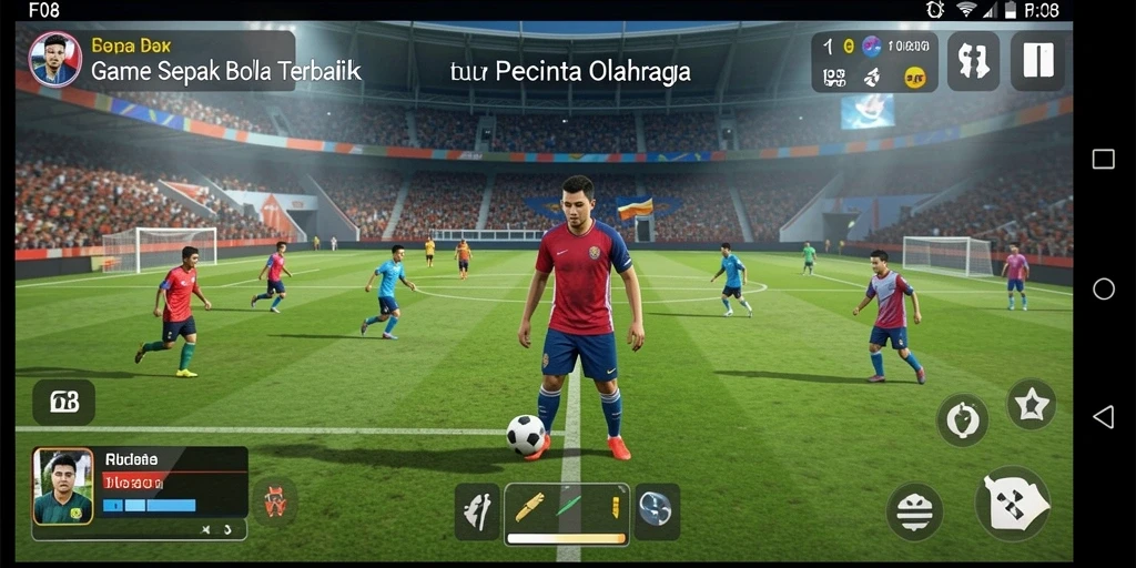 Gameplay F08 menampilkan aksi dribble dan tendangan yang mendebarkan.