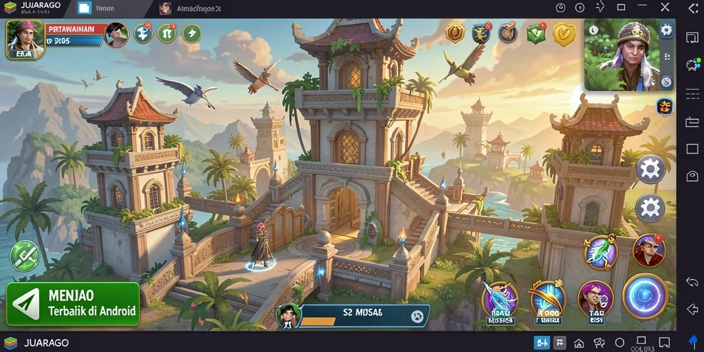 Tampilan gameplay menegangkan JUARAGO dalam mode Tower Defense.