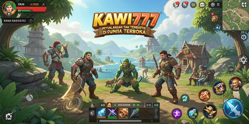 Screenshot gameplay KAWI777 menunjukkan dunia terbuka yang menakjubkan.