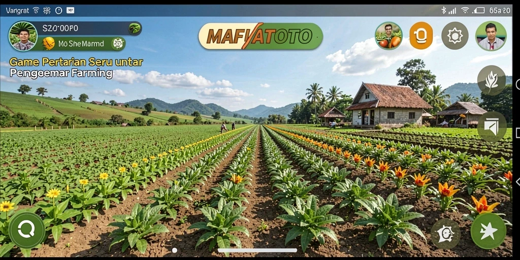 Tampilan gameplay MAFIATOTO dengan ladang dan hewan ternak yang aktif.
