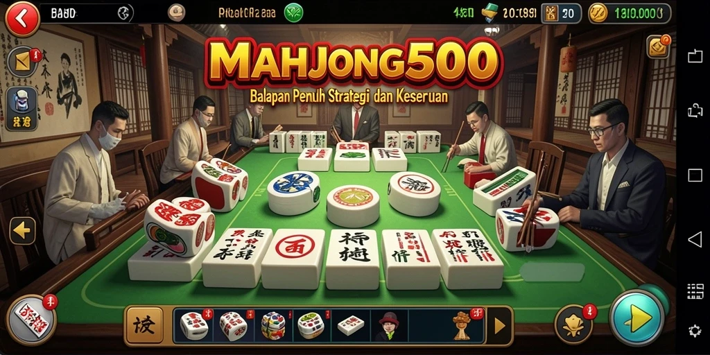 Tampilan gameplay balapan seru di MAHJONG500.