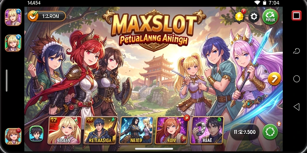 Tampilan gameplay MAXSLOT dengan karakter anime yang menawan.