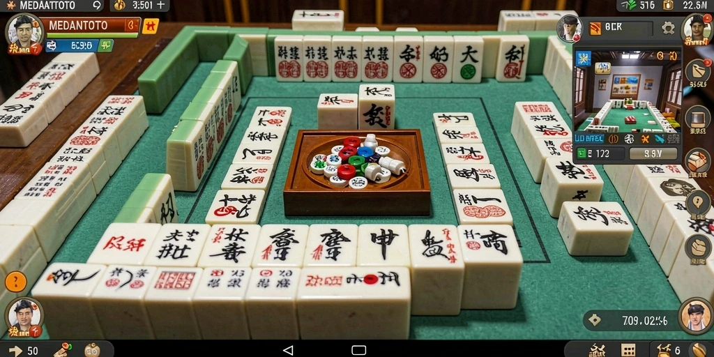 Tampilan gameplay MEDANTOTO dengan grafis Mahjong yang memukau.