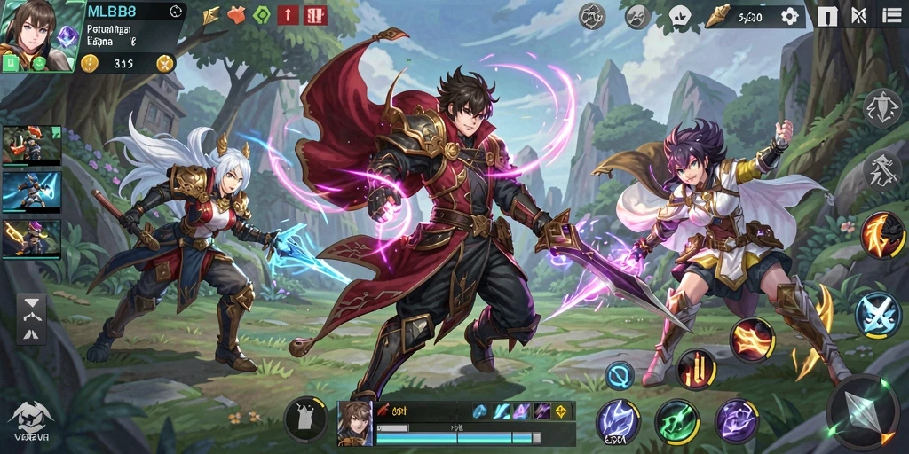Screenshot gameplay MLBB8 yang menampilkan karakter Anime yang dinamis.