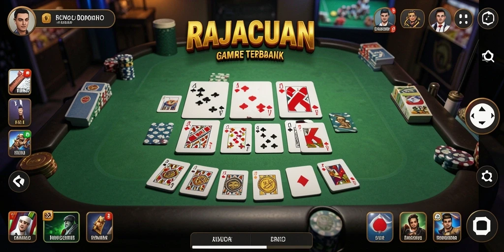 Screenshot utama RAJACUAN menampilkan aksi seru permainan Domino.
