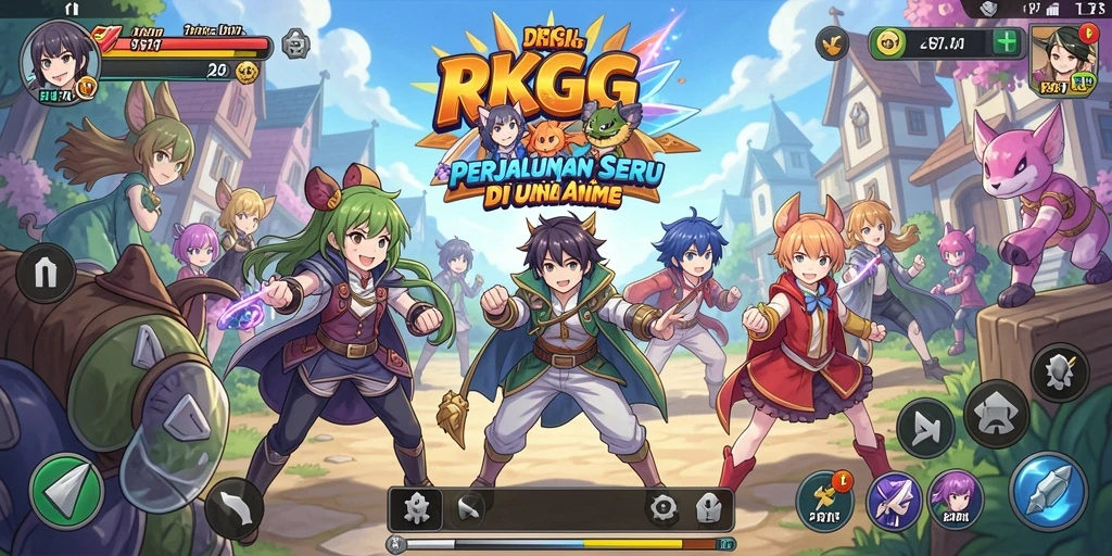 Tampilan gameplay menarik karakter anime yang penuh warna dan dinamis.