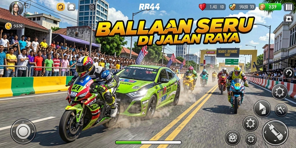 Tampilan gameplay balapan mendebarkan di RR44.