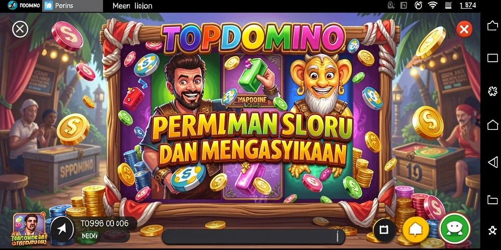 Tampilan gameplay yang menarik dari TOPDOMINO dengan grafis Slot yang memukau.