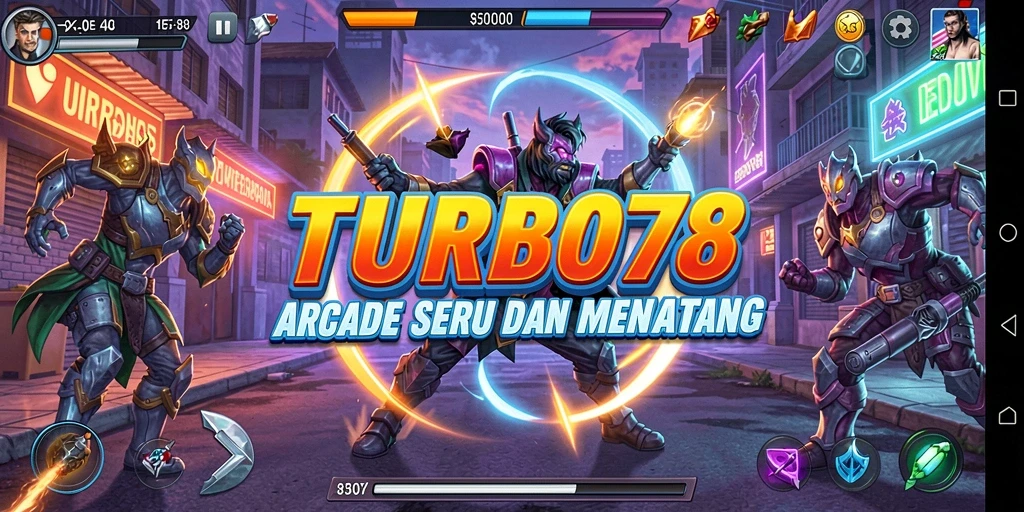 Tangkapan layar TURBO78 menampilkan aksi seru di dunia Arcade.